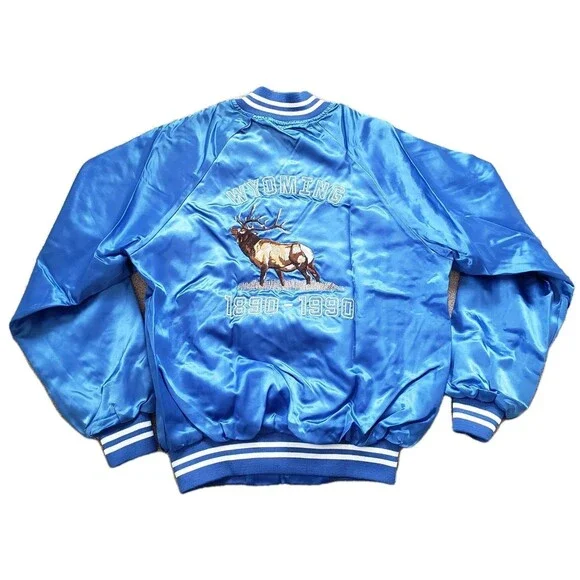Vintage 90s Wyoming Elk Club 1990 Size S-M Mens Lightweight Royal Blue Jacket - Picture 1 of 9